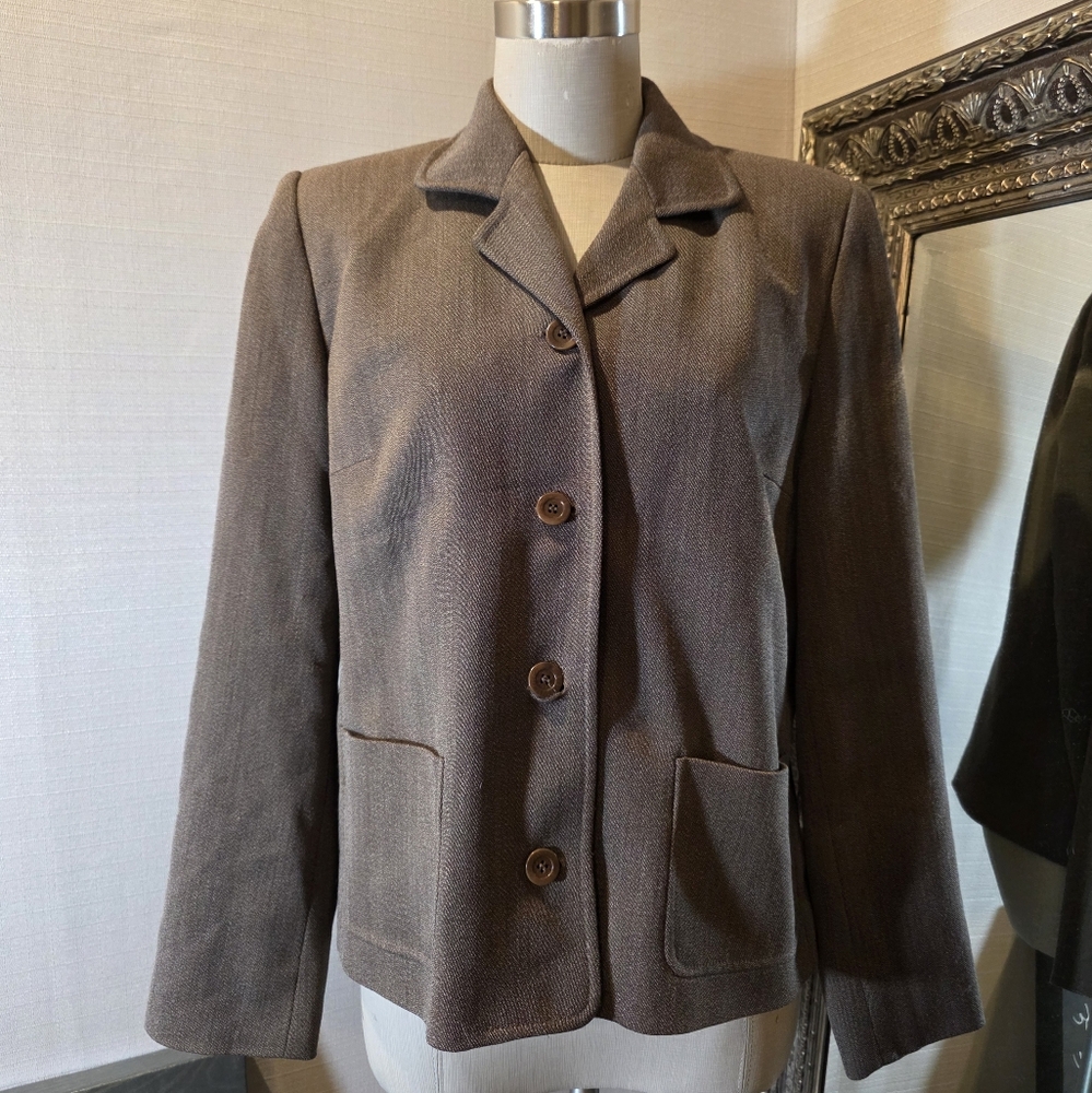 VTG 90s Talbots Taupe Women's Blazer.  Sz 8